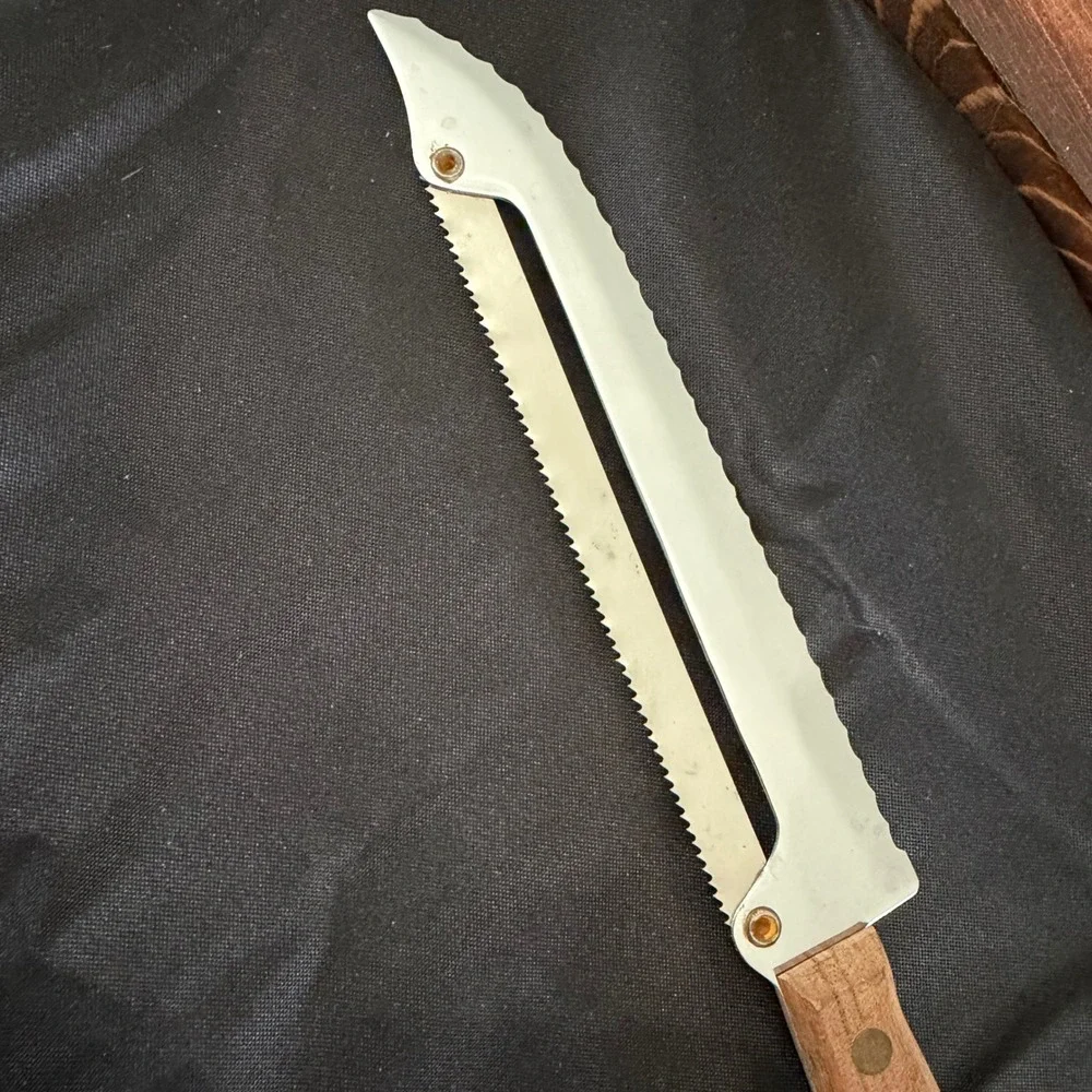 Carve-N-Saw Knife with Saw Blade Wood Handle Retro Kitchen Stainless Steel VTG
